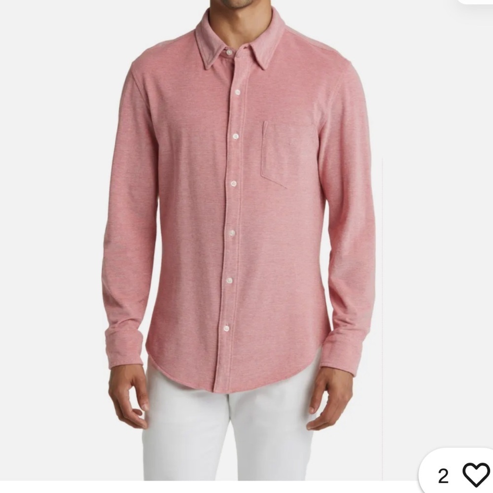 Bonobos Standard Fit salmon Oxford Cotton Knit Button-Up Shirt XL